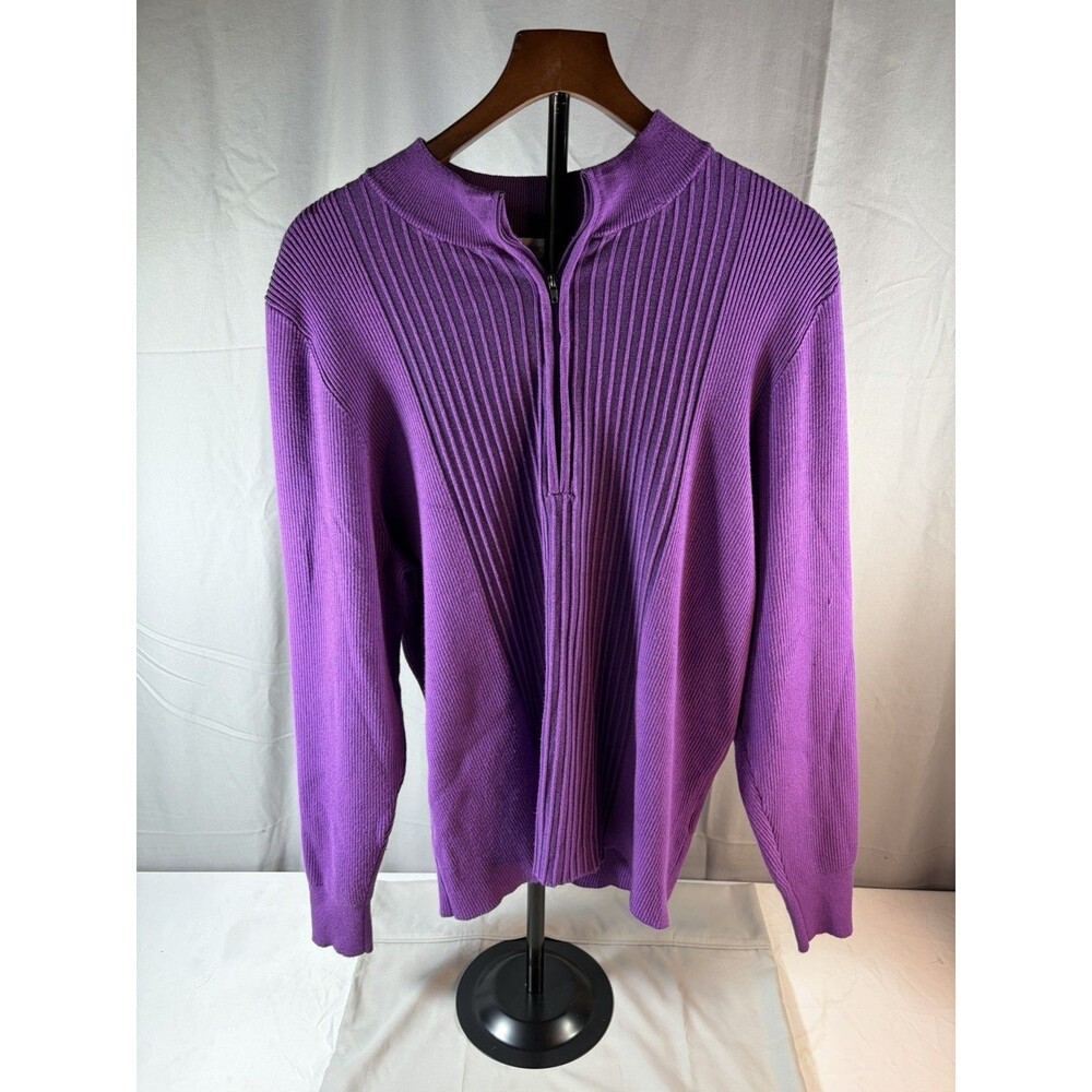 LIZ CLAIBORNE XXL WOMEN LONG SLEEVE SWEATER HALF ZIP PURPLE